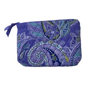 Vera Bradley Purple and Blue Cosmetic Bag with Intricate Paisley Design